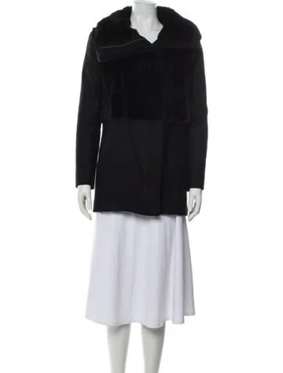 Pre-owned The Kooples Faux Fur Faux Fur Coat In Black