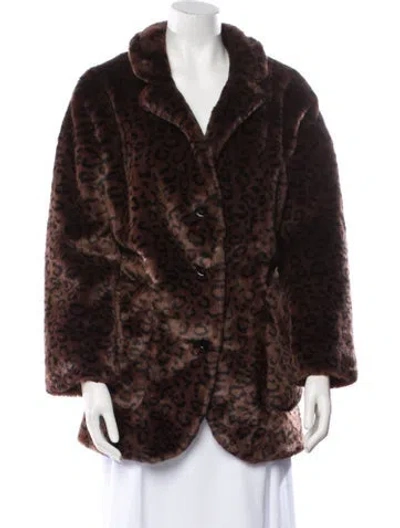 Pre-owned The Kooples Faux Fur Faux Fur Coat In Brown
