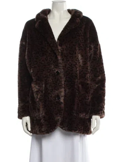 Pre-owned The Kooples Faux Fur Faux Fur Coat In Brown
