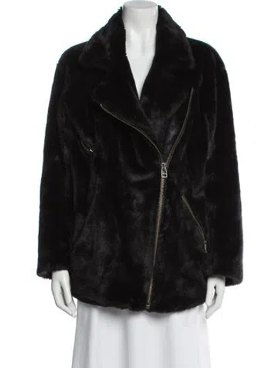 Pre-owned The Kooples Faux Fur Jacket In Black