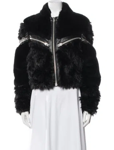 Pre-owned The Kooples Faux Fur Jacket In Black
