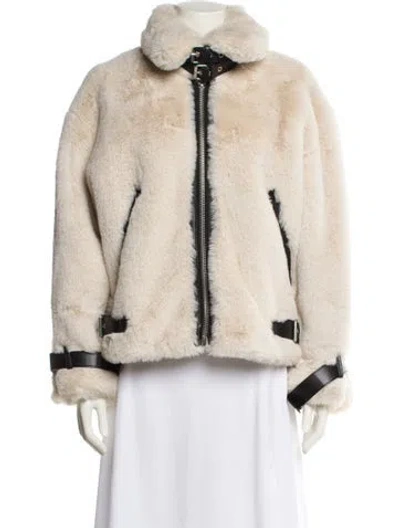 Pre-owned The Kooples Faux Fur Jacket In Neutral