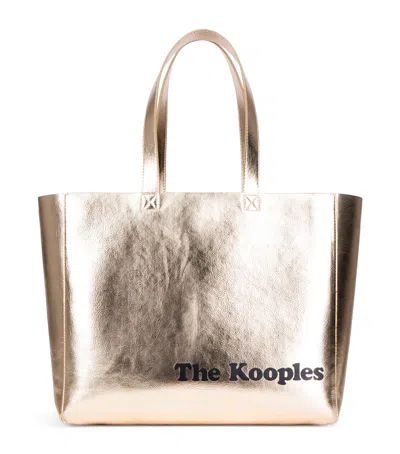 The Kooples Faux Leather Tote Bag In Gold