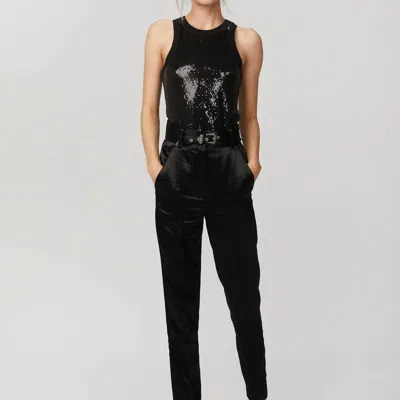 The Kooples Fitted Satin Pants In Metallic