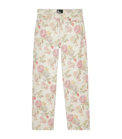 The Kooples Floral Boyfriend Jeans In Ecru