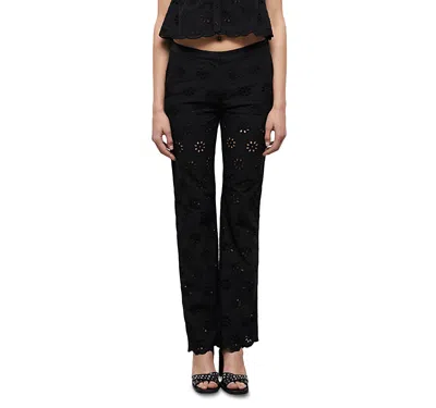 The Kooples Floral Embroidered Flared Pants In Bla