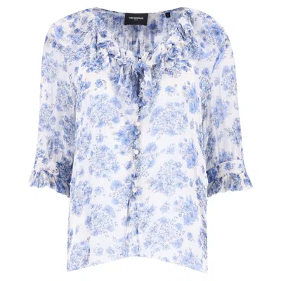 Pre-owned The Kooples Floral Frill Detail Sheer Top In Purple
