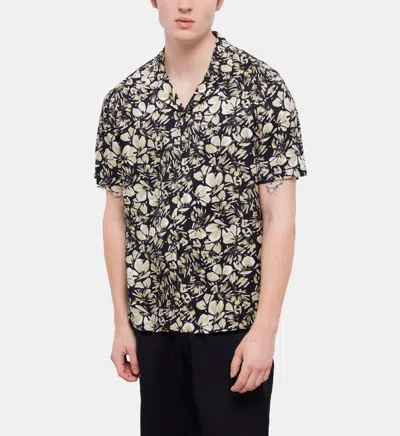 The Kooples Floral Hawaiian Collar Shirt In Black