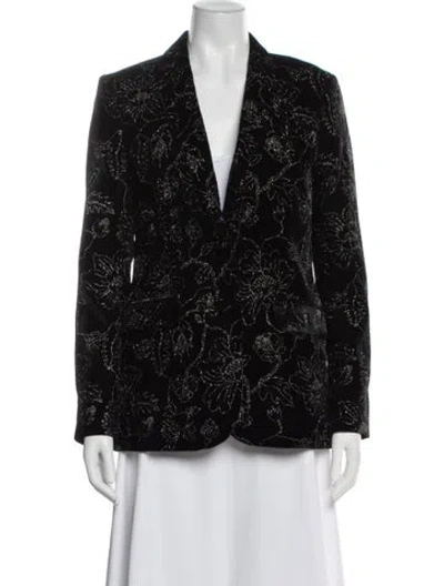 Pre-owned The Kooples Floral Print Blazer In Black