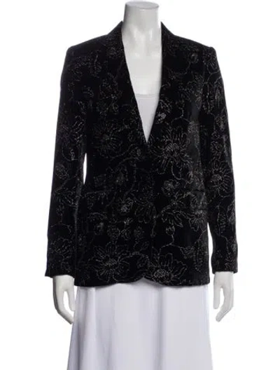 Pre-owned The Kooples Floral Print Blazer W/ Tags In Black