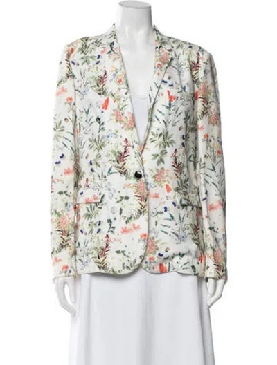 Pre-owned The Kooples Floral Print Blazer In White