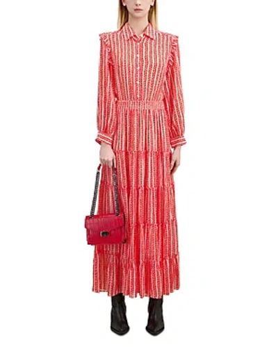 The Kooples Floral Print Collared Dress In Red