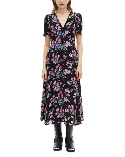 The Kooples Floral Print Dress In Black