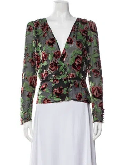 Pre-owned The Kooples Floral Print Jacket In Green