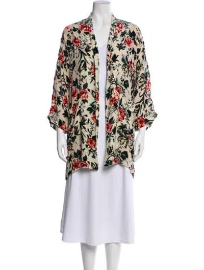 Pre-owned The Kooples Floral Print Jacket In Neutral