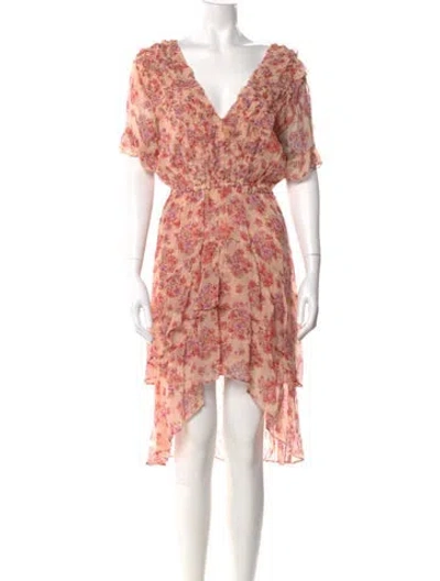Pre-owned The Kooples Floral Print Knee-length Dress W/ Tags In Pink
