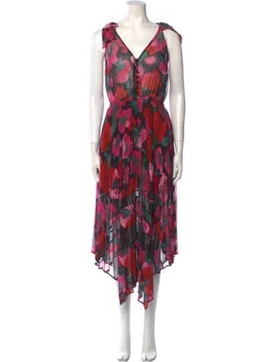 Pre-owned The Kooples Floral Print Long Dress In Black