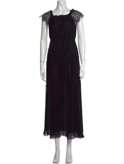 Pre-owned The Kooples Floral Print Long Dress In Black