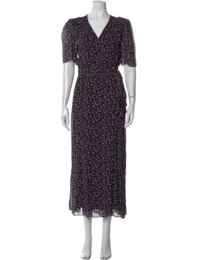 Pre-owned The Kooples Floral Print Long Dress In Black