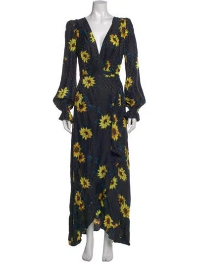 Pre-owned The Kooples Floral Print Long Dress In Blue