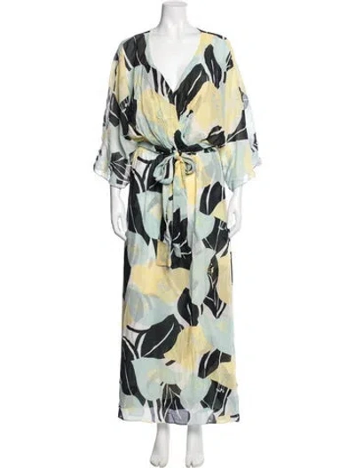 Pre-owned The Kooples Floral Print Long Dress In Blue