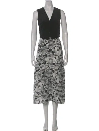 Pre-owned The Kooples Floral Print Long Dress In Gray