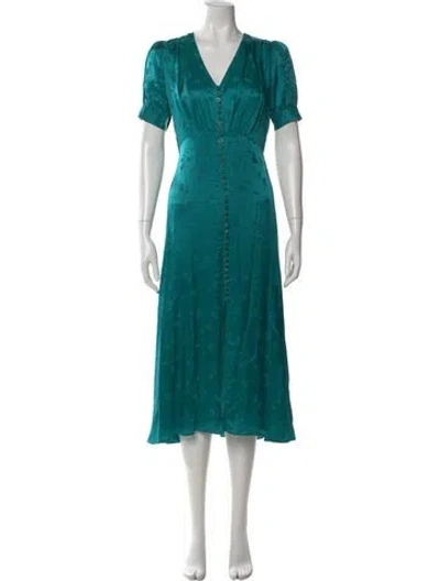 Pre-owned The Kooples Floral Print Long Dress In Green