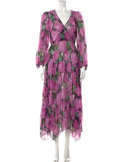 Pre-owned The Kooples Floral Print Long Dress In Pink