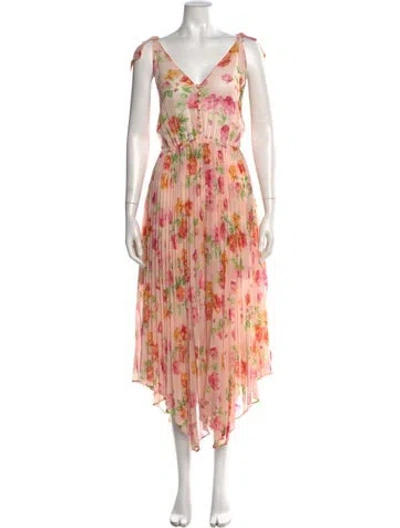 Pre-owned The Kooples Floral Print Long Dress In Pink
