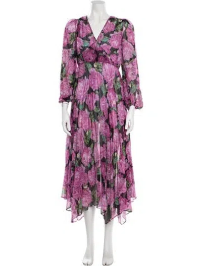 Pre-owned The Kooples Floral Print Long Dress In Pink