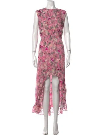 Pre-owned The Kooples Floral Print Long Dress In Pink