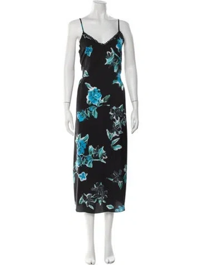 Pre-owned The Kooples Floral Print Long Dress W/ Tags In Black