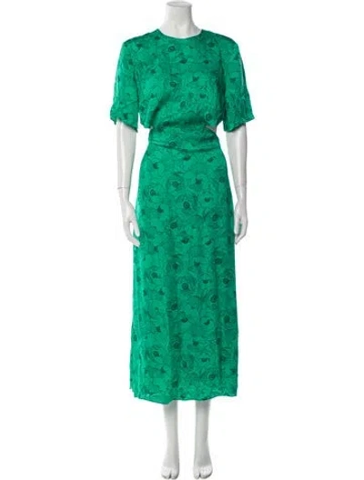 Pre-owned The Kooples Floral Print Long Dress W/ Tags In Green