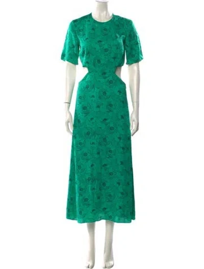 Pre-owned The Kooples Floral Print Long Dress W/ Tags In Green