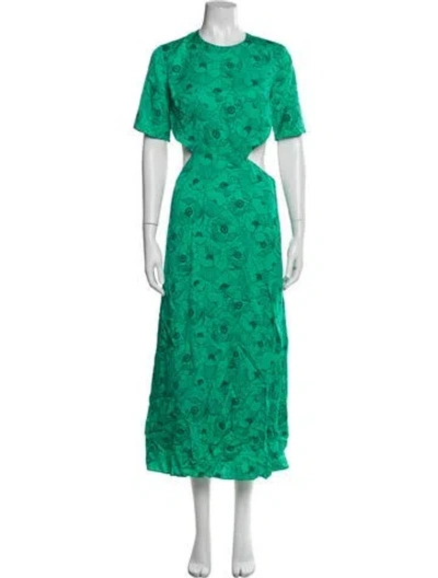 Pre-owned The Kooples Floral Print Long Dress W/ Tags In Green