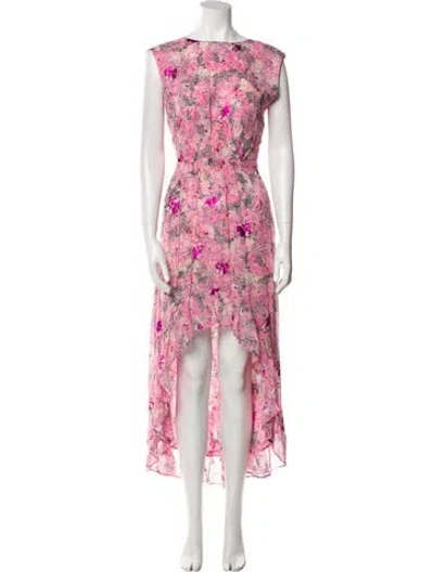Pre-owned The Kooples Floral Print Long Dress W/ Tags In Pink