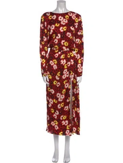 Pre-owned The Kooples Floral Print Long Dress W/ Tags In Red