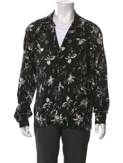 Pre-owned The Kooples Floral Print Long Sleeve Shirt In Black