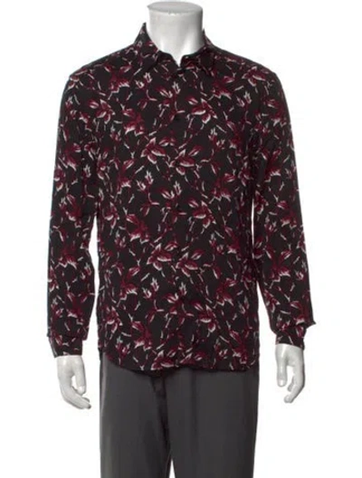 Pre-owned The Kooples Floral Print Long Sleeve Shirt In Black