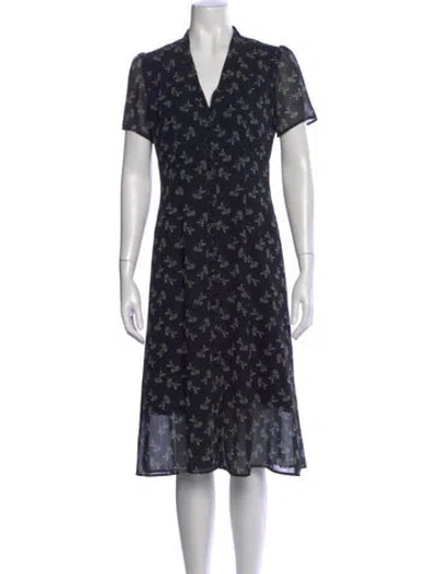 Pre-owned The Kooples Floral Print Midi Length Dress In Black