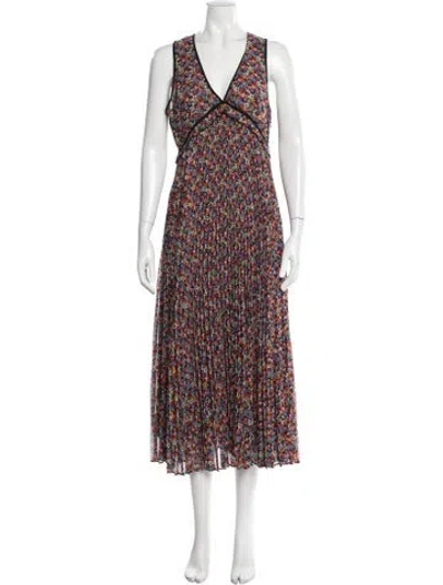 Pre-owned The Kooples Floral Print Midi Length Dress In Black