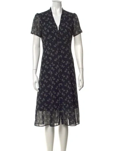 Pre-owned The Kooples Floral Print Midi Length Dress In Blue