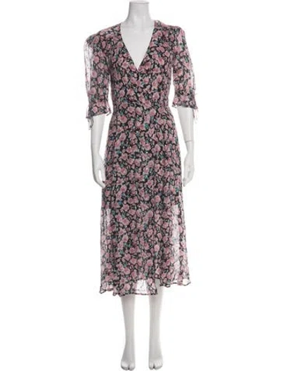 Pre-owned The Kooples Floral Print Midi Length Dress In Green