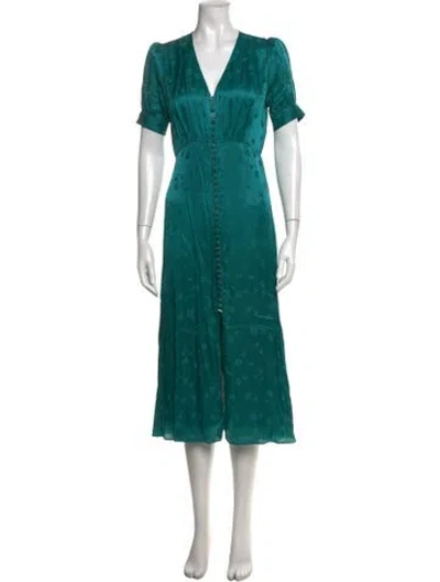 Pre-owned The Kooples Floral Print Midi Length Dress In Green
