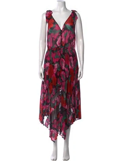Pre-owned The Kooples Floral Print Midi Length Dress In Pink