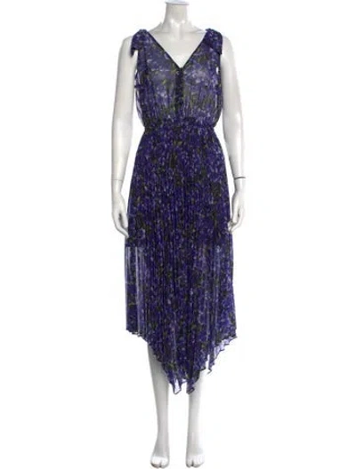 Pre-owned The Kooples Floral Print Midi Length Dress In Purple
