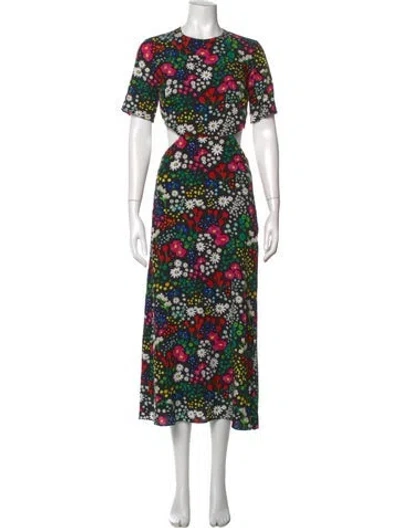 Pre-owned The Kooples Floral Print Midi Length Dress W/ Tags In Black