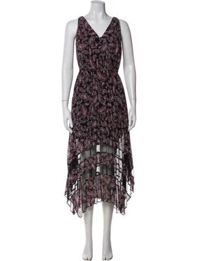 Pre-owned The Kooples Floral Print Midi Length Dress W/ Tags In Gray