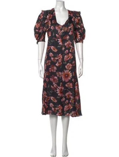 Pre-owned The Kooples Floral Print Midi Length Dress W/ Tags In Multi