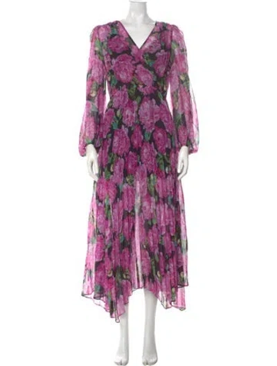 Pre-owned The Kooples Floral Print Midi Length Dress W/ Tags In Purple